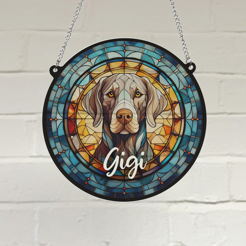 Weimaraner Personalised Stained Glass Effect Suncatcher